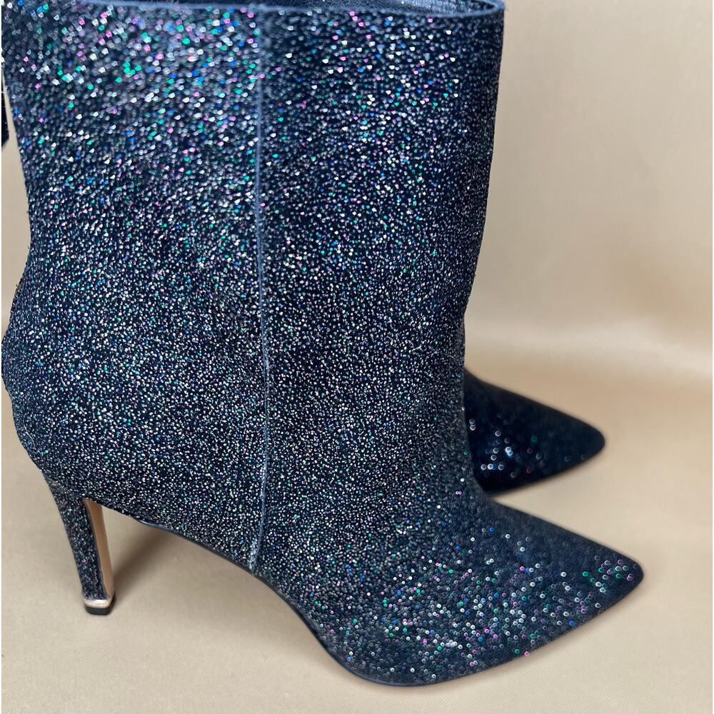 Kenneth Cole NY Riley Black Iridescent Glitter Heeled Ankle Boot 6.5 New